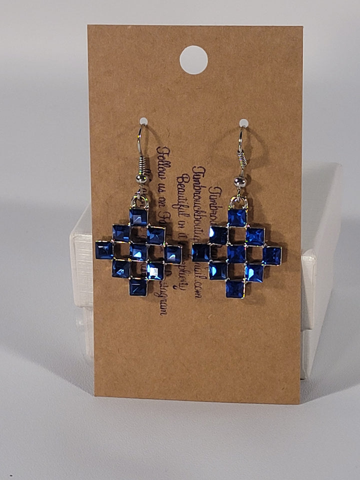 Blue Beauty Rhinestone earrings. silver hook 